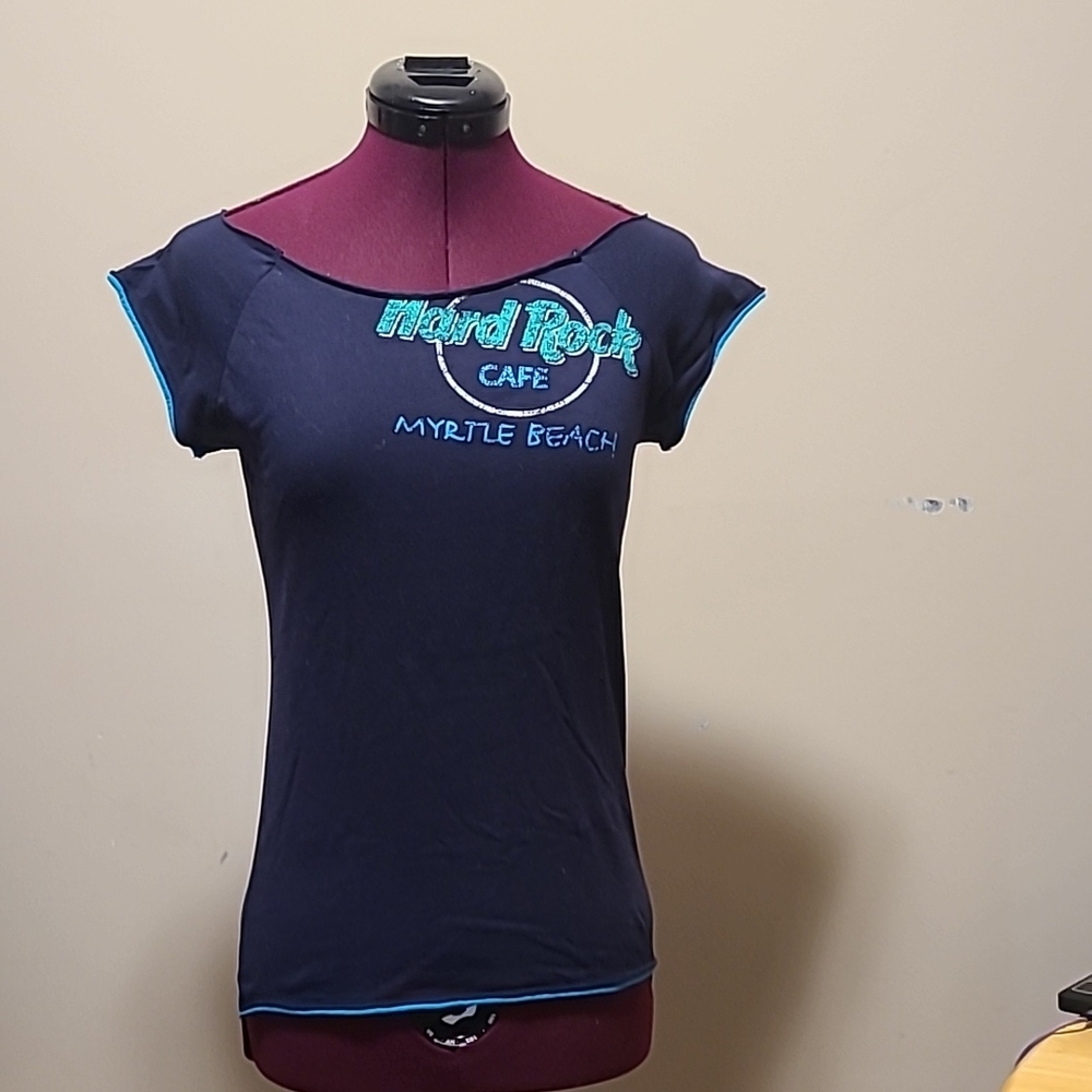 Hard Rock Cafe Multicolored Fitted Cap Sleeve Crew Neck Tee